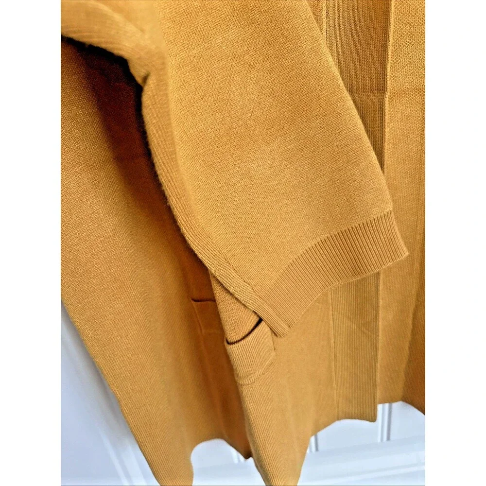 Kasper women's Open-Front Long-Sleeve Sweater Cardigan w.Pockets Yellow Gold XL